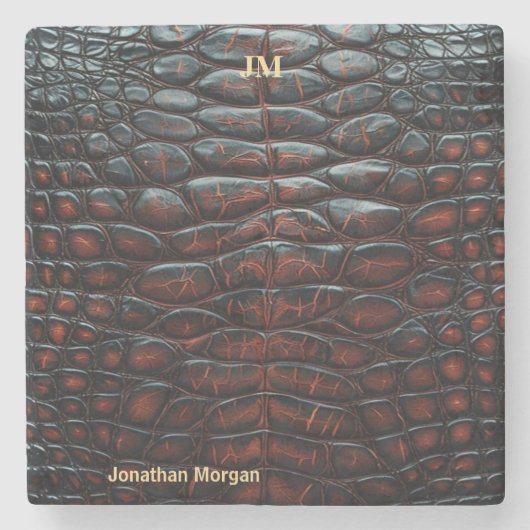 Luxury Executive Monogram Premium Leather Steinuntersetzer (Vorderseite)
