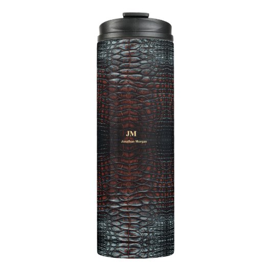 Luxury Executive Monogram Premium Leather Thermosbecher (Vorderseite)