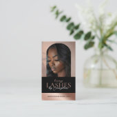 Luxury Eye Lashes Extensions Arch Photo Black Pink Visitenkarte (Stehend Vorderseite)