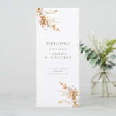 Luxury Fall Brown & Tan Wildblumen Hochzeit Programm (Stehend Vorderseite)