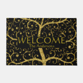 Luxury Family Tree Name Black Gold Personalisiert Fußmatte (Vorderseite)