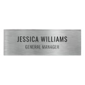 Luxury Faux Brushed Silver Professional Modern Namenschild (Vorderseite)