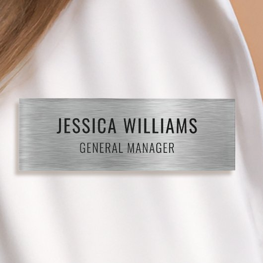 Luxury Faux Brushed Silver Professional Modern Namenschild