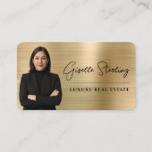 Luxury Faux Gold Metallic Realtor Photo QR Code Visitenkarte (Vorderseite)