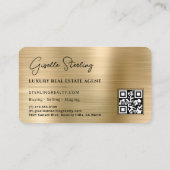 Luxury Faux Gold Metallic Realtor Photo QR Code Visitenkarte (Rückseite)