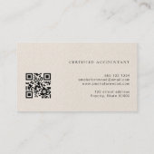 Luxury Faux Leather Certified Accountant QR Code Visitenkarte (Rückseite)