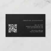 Luxury Faux Leather Certified Accountant QR Code Visitenkarte (Rückseite)