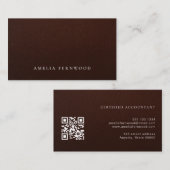 Luxury Faux Leather Certified Accountant QR Code Visitenkarte (Vorne/Hinten)