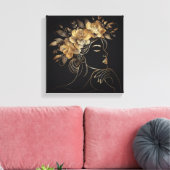 Luxury Feminine Face with Golden Floral Crown Leinwanddruck (Insitu (Wohnzimmer))