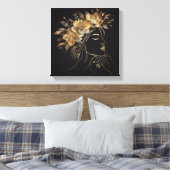 Luxury Feminine Face with Golden Floral Crown Leinwanddruck (Insitu (Schlafzimmer))