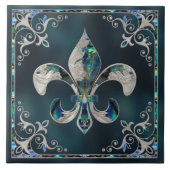 Luxury Fleur-de-lis - Abalone Muschel und Perle Fliese (Vorderseite)