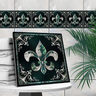 Luxury Fleur-de-lis - Abalone Muschel und Perle Fliese