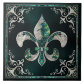 Luxury Fleur-de-lis - Abalone Muschel und Perle Fliese (Vorderseite)