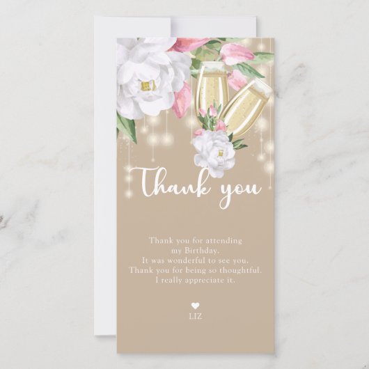 Luxury Floral 30. Geburtstag Dankeskarte (Vorderseite)