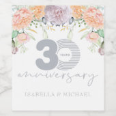 Luxury Floral 30. Hochzeitstag Weinetikett (Einzelnes Label)