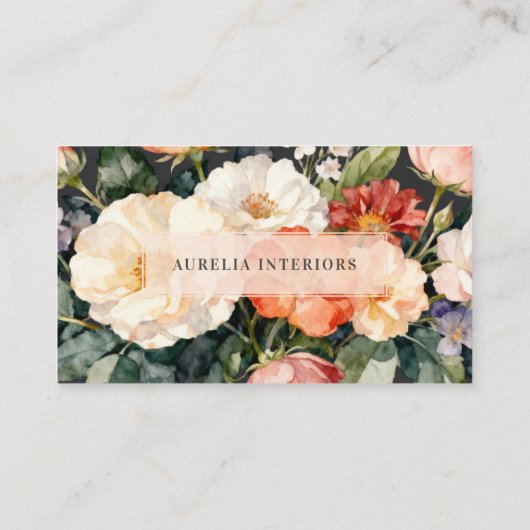 Luxury Floral Arch Photo Stylish Interior Designer Visitenkarte (Rückseite)