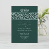 Luxury Floral Emerald Islamic Muslim Wedding Einladung (Stehend Vorderseite)
