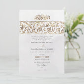 Luxury Floral Gold Cream Islamic Muslim Wedding Einladung (Stehend Vorderseite)