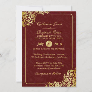 Luxury Floral Gold Lace UAWG Wedding Einladung