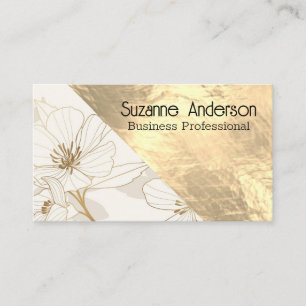 Luxury Floral Gold Metal Textur Visitenkarte