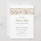 Luxury Floral Gold Nuestra Boda Spanish Wedding Einladung (Vorderseite)