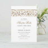 Luxury Floral Gold Nuestra Boda Spanish Wedding Einladung (Stehend Vorderseite)