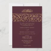 Luxury Floral Gold Red Maroon Islamic Wedding Einladung (Vorderseite)