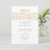 Luxury Floral Gold & White Islamic Muslim Wedding Einladung (Stehend Vorderseite)