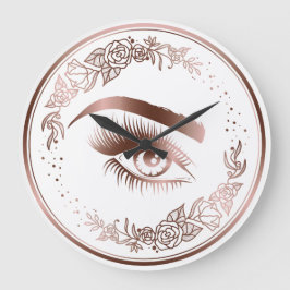 Luxury Floral Lashes Makeup Artist Große Wanduhr