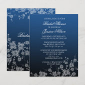 Luxury Floral Peony Denim Bridal Einladung (Vorne/Hinten)