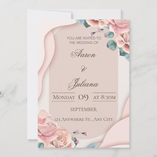 Luxury Floral Wedding Invitation Einladung (Vorderseite)