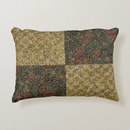 Luxury Flowers and Gold Pattern ,Gold Black Red  Dekokissen