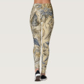 Luxury Flowers are Blooming, Gold Beige Soft Blue Leggings (Rückseite)