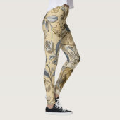 Luxury Flowers are Blooming, Gold Beige Soft Blue Leggings (Rechts)