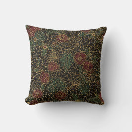 Luxury Flowers Pattern,Gold Black Red Green Kissen