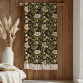 Luxury Foliage Blanket Elegant Green Gold Tones Fleecedecke
