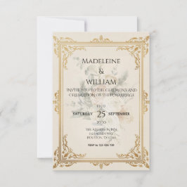 Luxury Formal Elegant Gold Hochzeit Speichern Sie RSVP Karte