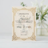 Luxury Formal Elegant Gold Hochzeit Speichern Sie  RSVP Karte (Stehend Vorderseite)