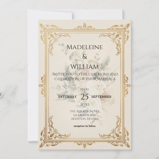 Luxury Formal Elegant Gold Hochzeit Speichern Sie  Save The Date (Vorderseite)