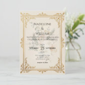 Luxury Formal Elegant Gold Hochzeit Speichern Sie Save The Date (Stehend Vorderseite)