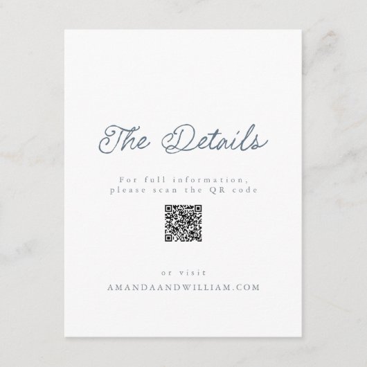 Luxury French Wedding Details Card QR Code  Einladung (Vorderseite)