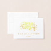 Luxury Frohe Weihnachtstypografie Monogram Folienkarte (Vorderseite mit Umschlag)