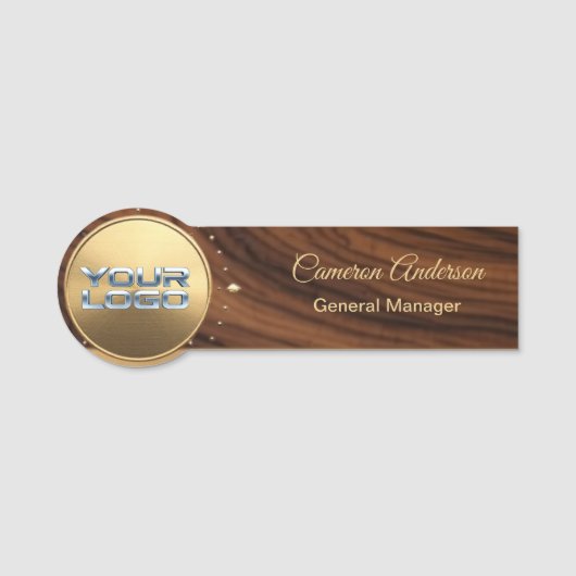 Luxury Full Mahogany Wood Name Tag Namensschild (Vorderseite)