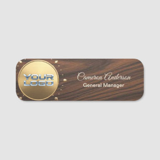 Luxury Full Wood Gold Logo Name Tag Namensschild