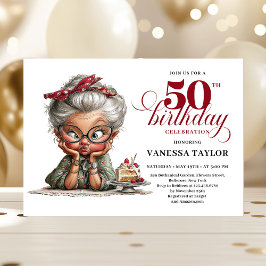 Luxury Funny Lady 50th Birthday Cartoon Humor  Einladung
