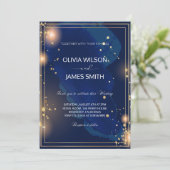 Luxury Galaxy Wedding-Celestial Starry Night Party Einladung (Stehend Vorderseite)