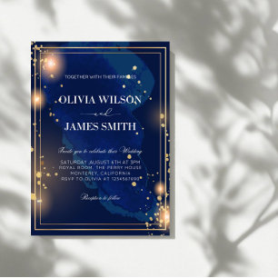 Luxury Galaxy Wedding-Celestial Starry Night Party Einladung