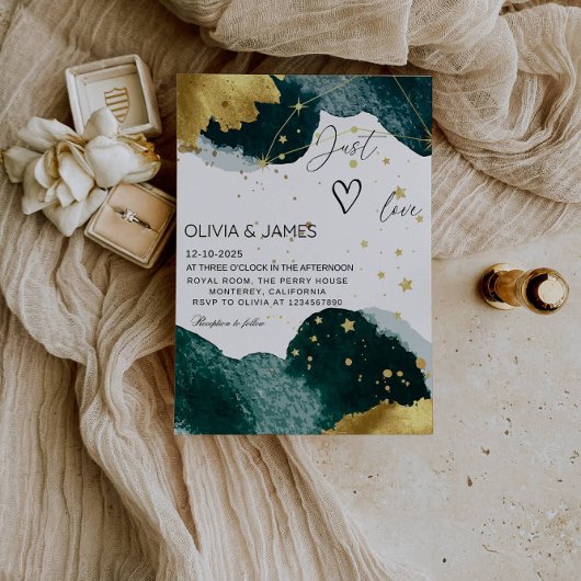Luxury Galaxy Wedding - "Just Love" Starry Party Einladung