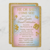 Luxury Gender Reveal Invitation with Gold Glitter Einladung (Vorne/Hinten)