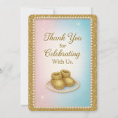Luxury Gender Reveal Invitation with Gold Glitter Einladung (Rückseite)
